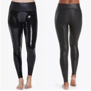 SPANX Black Sequin Faux Leather Legging XS